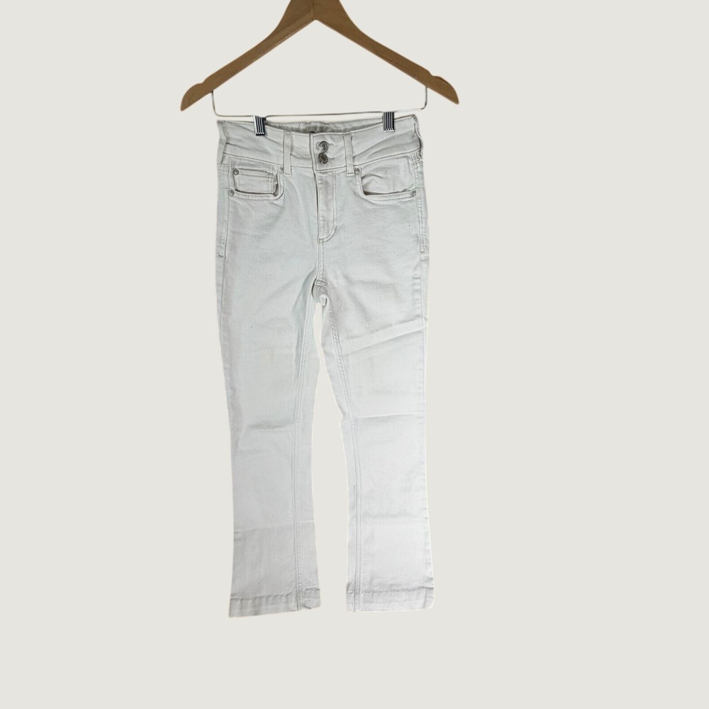 Free‎ People Shayla Pebble White High Rise Bootcut Jeans Double Button Size 26 - Picture 2 of 11